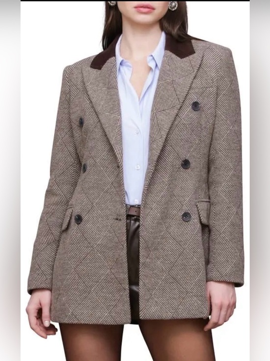 Avec Les Filles Jackets & Blazers - Avec Les Filles Basket Weave Double-Breasted Hourglass Blazer Large